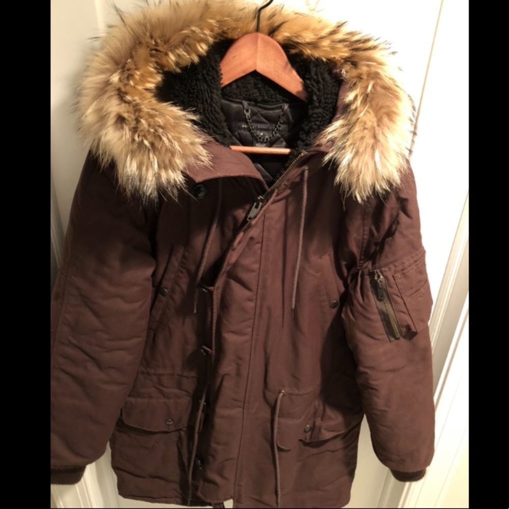 Marc by Marc Jacobs quilted fur lined parka coat